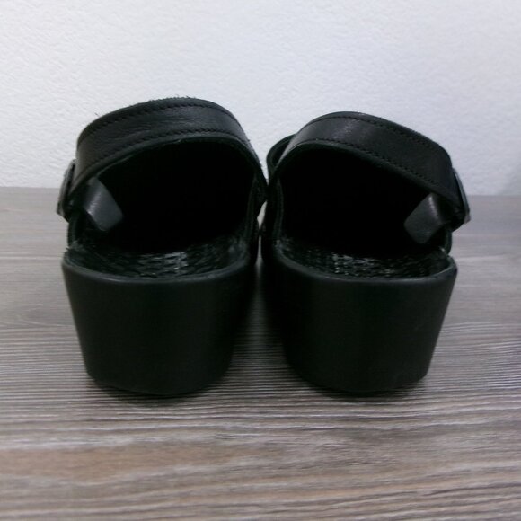 Joseph Seibel  8 / 8.5 Black Leather Open Slingback Low Heel Clogs Size 39 Shoes - Picture 8 of 12